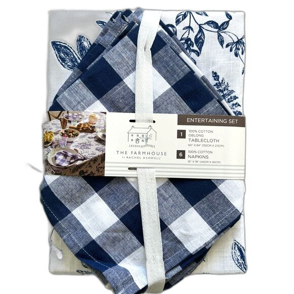 NEW Blue & White Easter Bunny Table Entertaining Set by Rachel Ashwell 60x84" - Picture 6 of 6